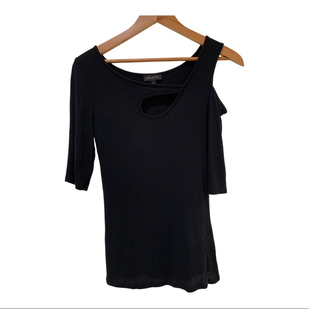Gold Ray Ribbed Top with Cutouts